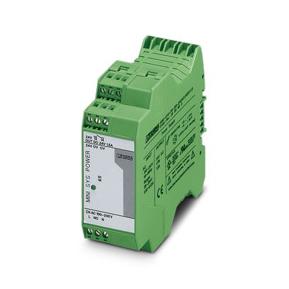 Phoenix Contact Switching Power Supply; MINI-SYS-PS-100-240AC/24DC/1.5; 24VDC OUT; 1.5A; 85-264VAC IN; Single Phase; DIN Rail Mount; Plastic
